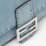 FENDI Baguette® Mercury blue nubuck leather Selleria bag with 612 hand-sewn topstitches - Image 3